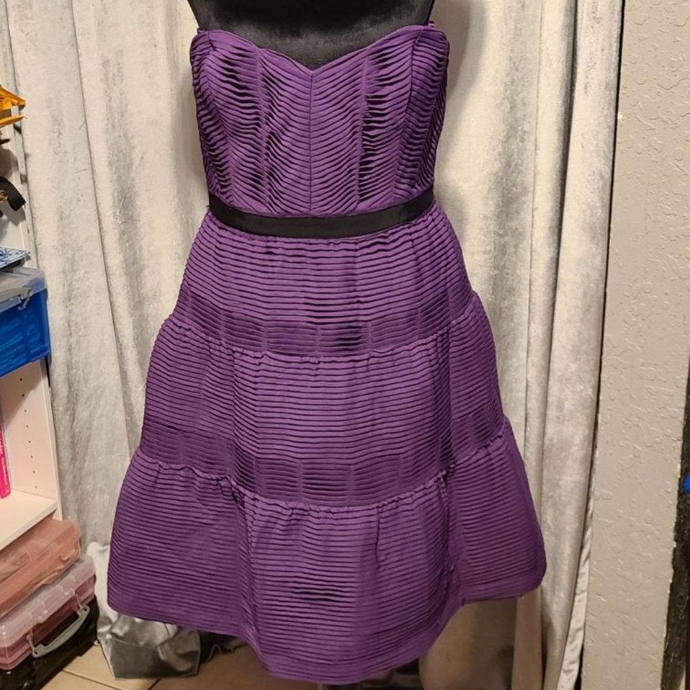 BCBG Max Azria Purple Strapless Dress Size 10 NWT